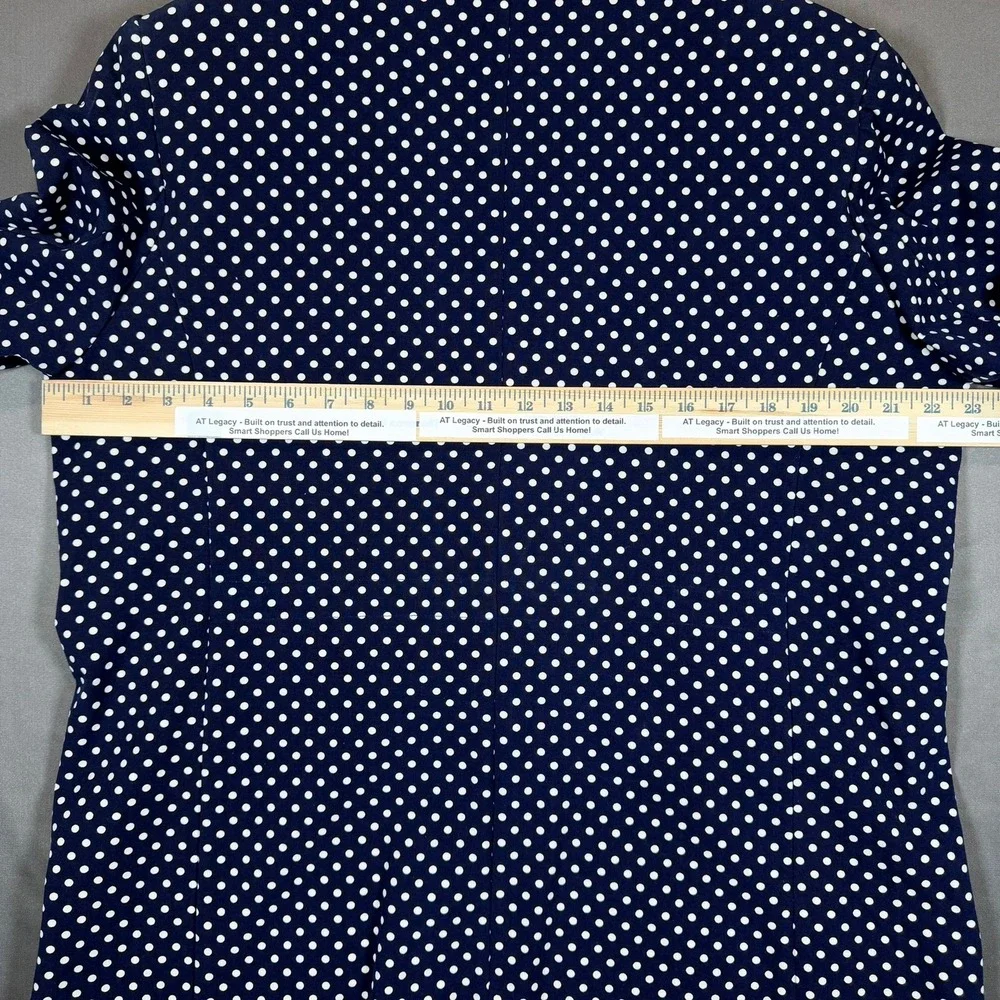 Twiggy London Navy‎ Blue White Polka Dot Single Button Blazer Jacket XL